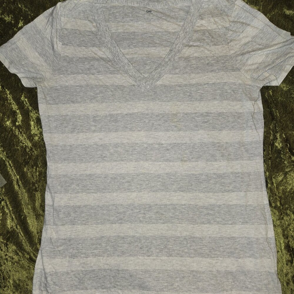 Gray and White Striped Crop Sleeve